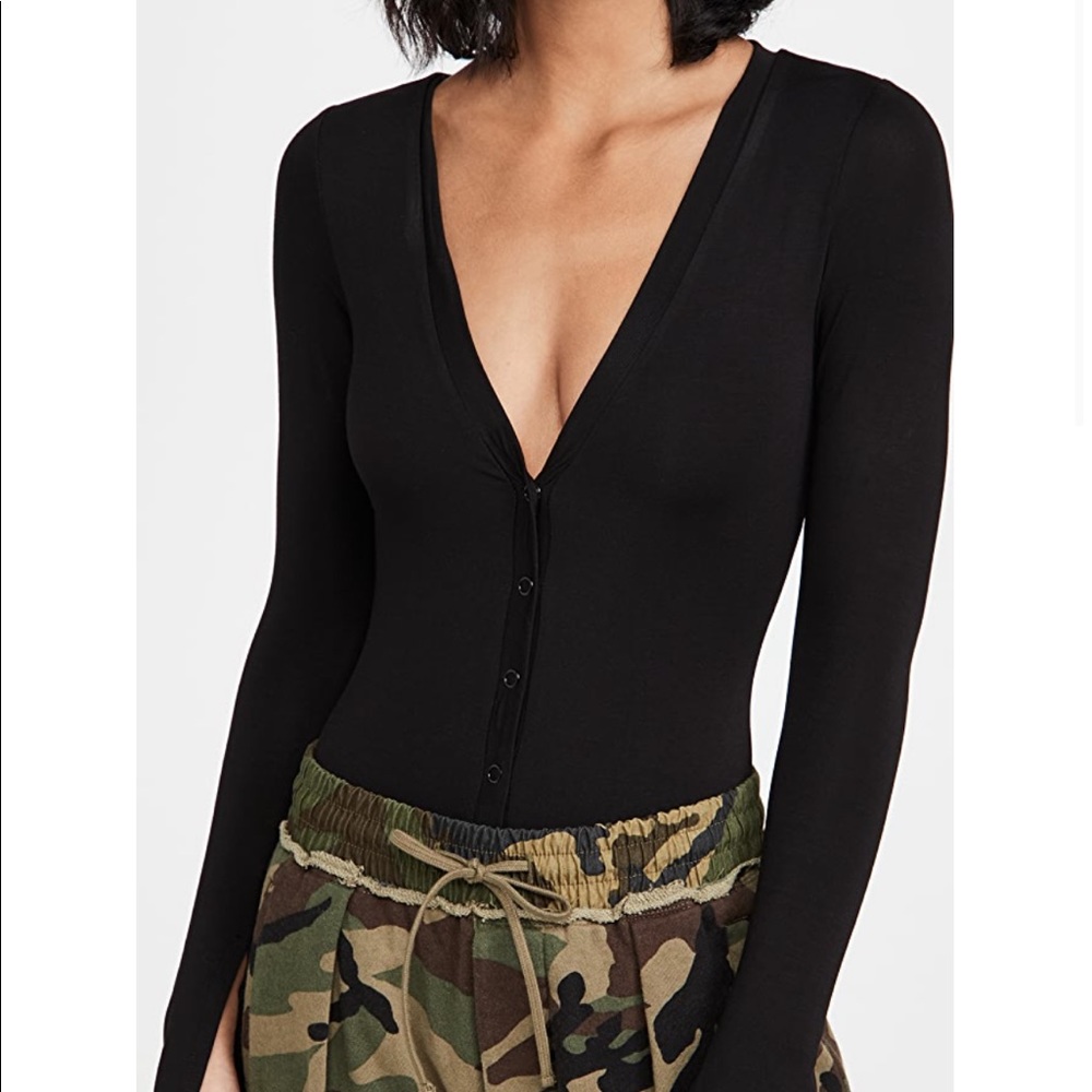 GOOD AMERICAN BLACK DEEP V BODYSUIT. New with tags!